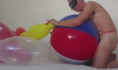 Balloons and beach ball fuck