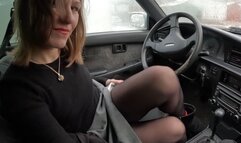 A bossy milf jerks off her assistant to the sound of a car that won't start