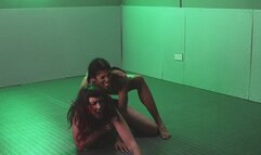 Lesbian wrestling and strap on domination