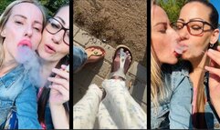 Smoking with my step-sister outside in the Park & crushing Our cigs with Our Sandals