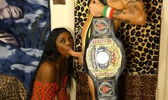 18YO EBONY VS PORNSTAR CHAMP IN MAN VS WOMEN FULL NELSON WRESTLING HOLD CHALLENGE MATCH & HOT BLOWJOB