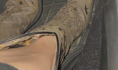 Pedal Pumping Cowgirl from boots to barefeet