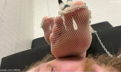 Feet worship, gagging and ignore in white fishnets