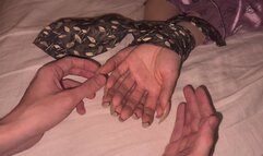 Bondage slave and long natural nails