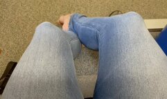 POV Stretch Jeans Calf Bounce and Muscle Worship Barefeet