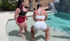 Poolside Perfection - Kortney Olson and Brandi Mae Get A Workout In By The Pool - These Muscular Women Work Each Body Part, Adding In Some Muscle Worship & Flexing - UltraHD (MP4)