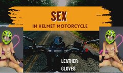 sex in helmet motorcycle and leather gloves