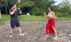 Ana Clara Ballbusting Fighting in the park 4K