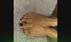 Black Nail Polish on long Asian Toes with Small Feet