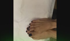 Black Nail Polish sexy toes with tiny feet Solo white Blanket