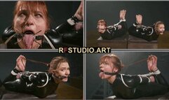 Rita and Astrid Barefoot in Catsuits - Double Bastinado for Hogtied and Gagged Cuties (UHD 4K MP4)