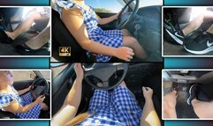 Maid in Sneakers Pumps Pedals and Drives Car 4K - Foot Fetish - Girl Driver - Retro Car - Muscular Calves - Manual Transmission - Voyeurism - Pedal Pumping - Foot Worship - Shoes - Patent Leather Flats