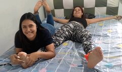 Val enjoys tickling Mariana's feet!