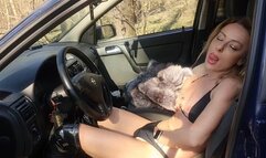 outdoor, masturbate in the car , big orgasm