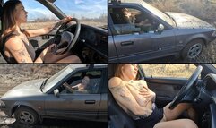 Alina gets stuck in her Toyota and masturbates