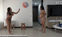 Pregnant Vivi And Jana Play With Beach Bull And Burst It