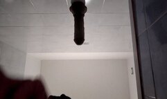 Giant black dildo on the wall and in my ass, shaved cock and rosebud with my fingers (avi)