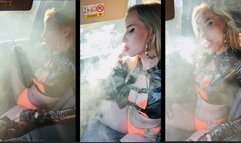 Car hotboxing in Bikini & Latex & Boots