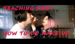 Lady Angela teaaching my male submissive how to do a sissy make up