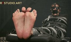 Pandora Gagged and Tightly Wrapped - Mummified Bundle with Sweaty Bare Feet Tickling (UHD 4K MP4)