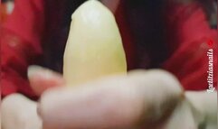 handjob with long natural nails oil and a peeled banana