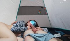 He Provokes me to Fuck in the Tent while People Pass by and we Cum at the same Time/ Foxblair