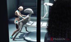 Alien Lesbian Sex in Sci-fi Lab. Female Android Plays with an Alien