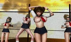 Submissive School Girls in Slut Uniform Dancing on the Classroom Roof MMD R18