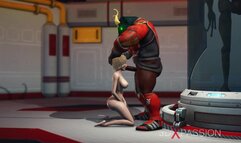 Alien Monster Fucks Hard a Young Blonde in the Sci-fi Lab