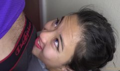 Purple eyes asian gets her face roughly fucked in POV