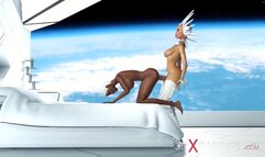 Super sexy android dickgirl fucks a hot ebony on a spaceship