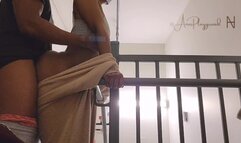 She traded me a Blowjob for Backshots.  Snuck a quickie in the stairwell.