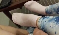 Socksjob with light blue socks (Onlyfans: Mistress Darkshine)