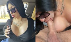 A BRUNETTE FROM A DATING SITE SUCKS IN THE CAR ON THE FIRST DATE