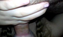 Pigtailed teen sucking dick