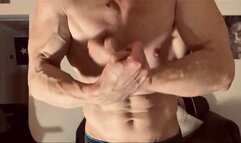 Devon flexes his shredded muscles up close SD