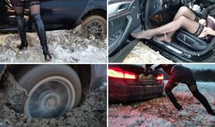 EXCLUSIVE: Russian girl stuck in BMW 5-series in deep mud with crazy drift and hot masturbation in 4K