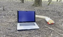 Another mac book with food destroyed with boots