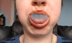 Blue tongue blowing raspberries