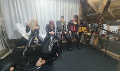 Cock sucking contest with my girls and my slaves