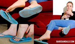 Severine teases with blue flip-flops on her feet - Video update 13211