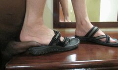 COCK TRAMPLE IN SANDALS