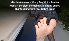 Giantess in a dress unaware Windy Day White Panties Upskirt Barefoot Stomping And Sitting on you Giantess unaware Foot & Butt Crush