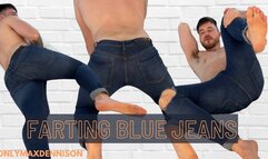 Farting in different positions in blue jeans