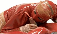 Latex goddess and her rubber plug head slave - Part 2 of 2 - Catheterised cock, fucked and pissed