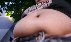 Milf Muffin Top Too Tight Jeans Under Giantess unawares Big Bloated Bouncy Belly as she takes a walk while occassionally fingering her deep BellyButton avi