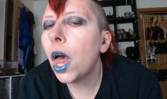 Sexy Long Wide Tongue with Blue Lips