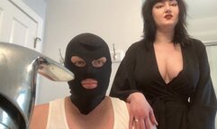 Goth Goddess Amaris cleans a filthy slave Mouth and Dry Humps him as human furniture 2 CLIPS