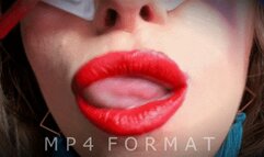 Poppy Red Lipstick Blowing Bubbles (HD) MP4