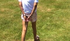 Odette - Handcuffed Behind Her Back Walk in Park (AVI)